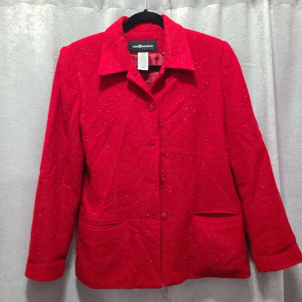 Sag Harbor Vibrant Red Metallic Blazer‎ 10P